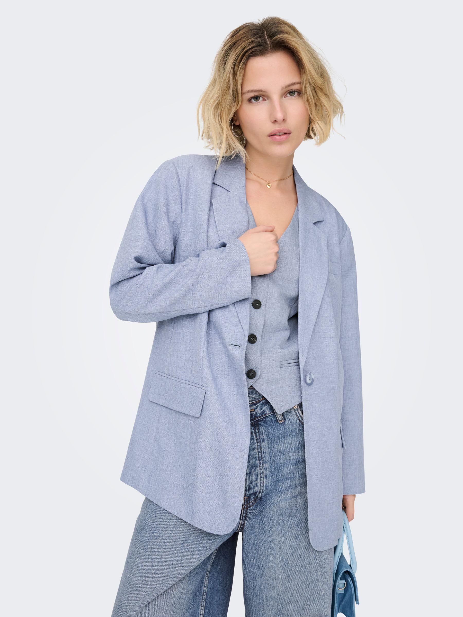 ONLY Onllinda LS Boyfr Mel Blazer TLR Noos Blazer Oversize Fit – Il Tuo Nuovo Must-Have Donna (Pacco da 1)