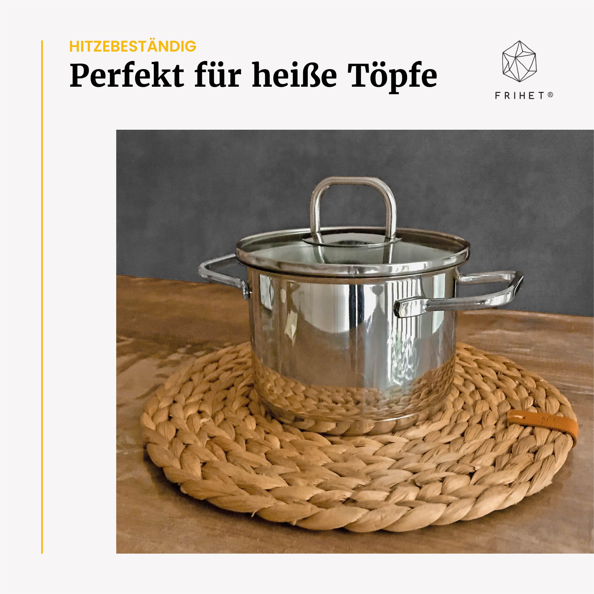 FRIHET® Tischset Oslo Set Rund Wasserhyazinthe Natur - (6, 38cm)