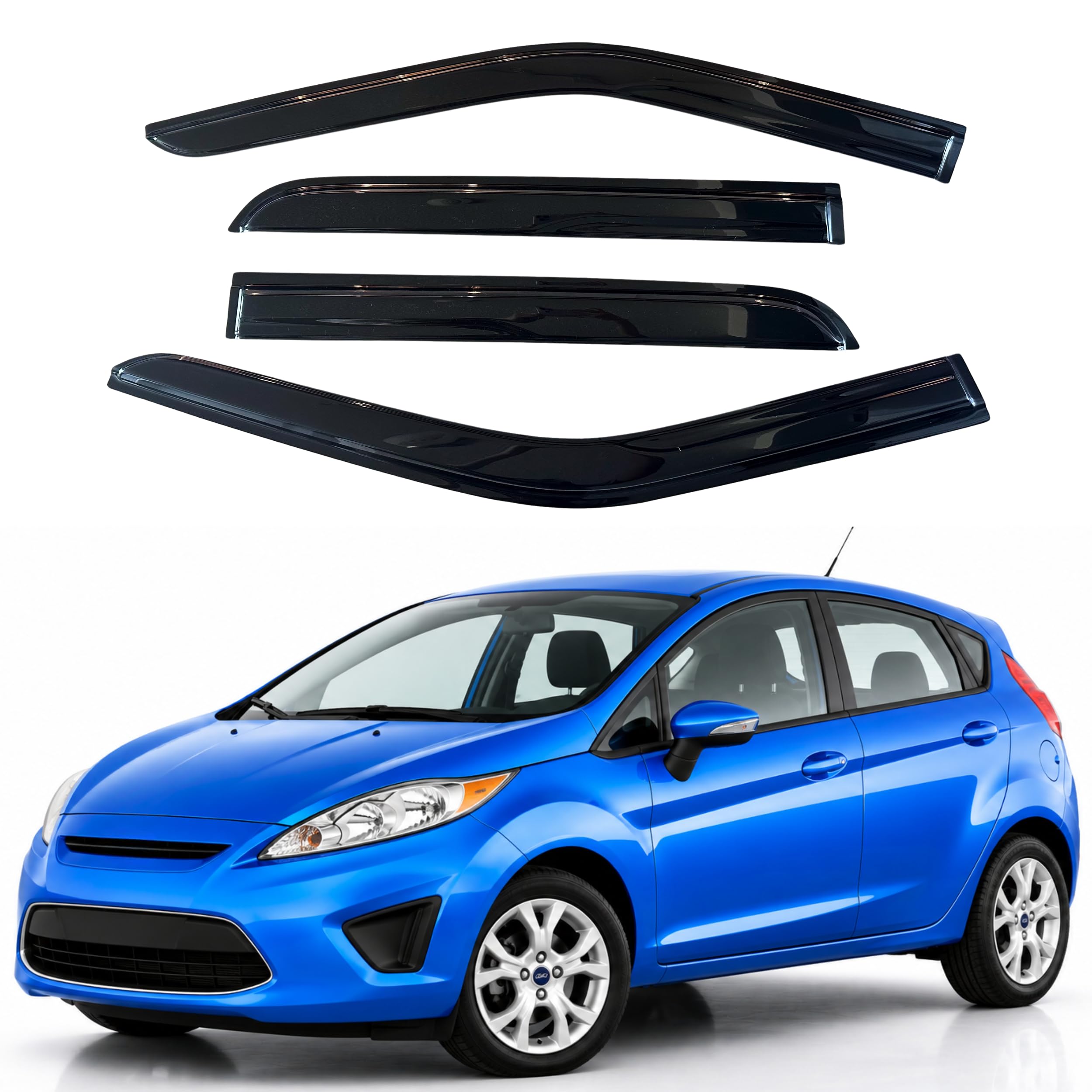 IG Window Visors Fit for 2009-2019 Ford Fiesta Hatchback, Out-Channel Rain Guards Vent Wind Deflectors 4PC, Car Accessories for 09-19 Fiesta Hatchback (Excludes Sedan)