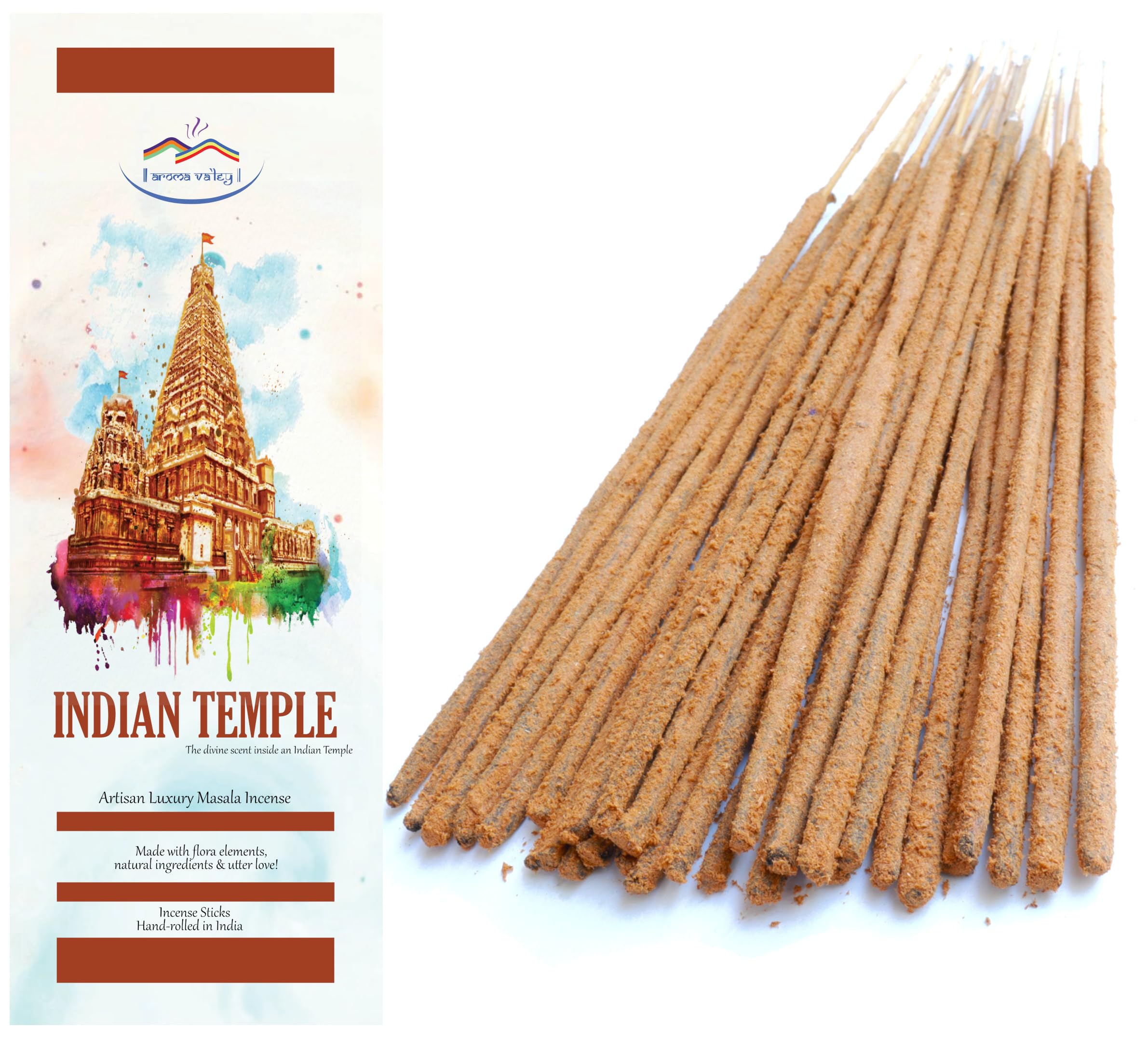 Indian Temple Incense Sticks - Artisan Luxury Masala Incense - Handmade Long-Burning Incense 20+ Sticks - Divine Scent for Home & Meditation