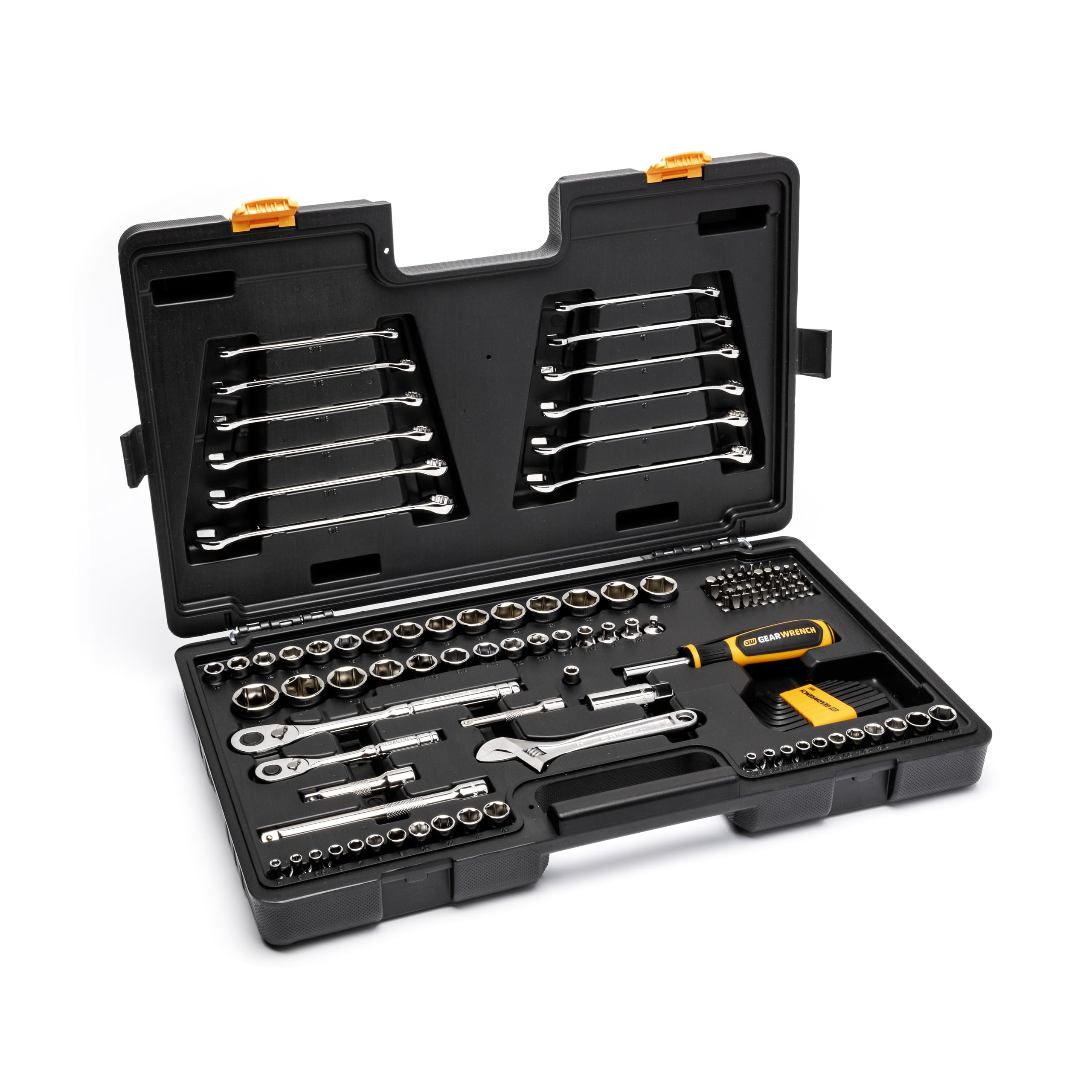 Jeu d'outils GEARWRENCH GWPRO138 coffret complet cliquets 72 dents 6 pans de 1/4 et 3/8 pouces