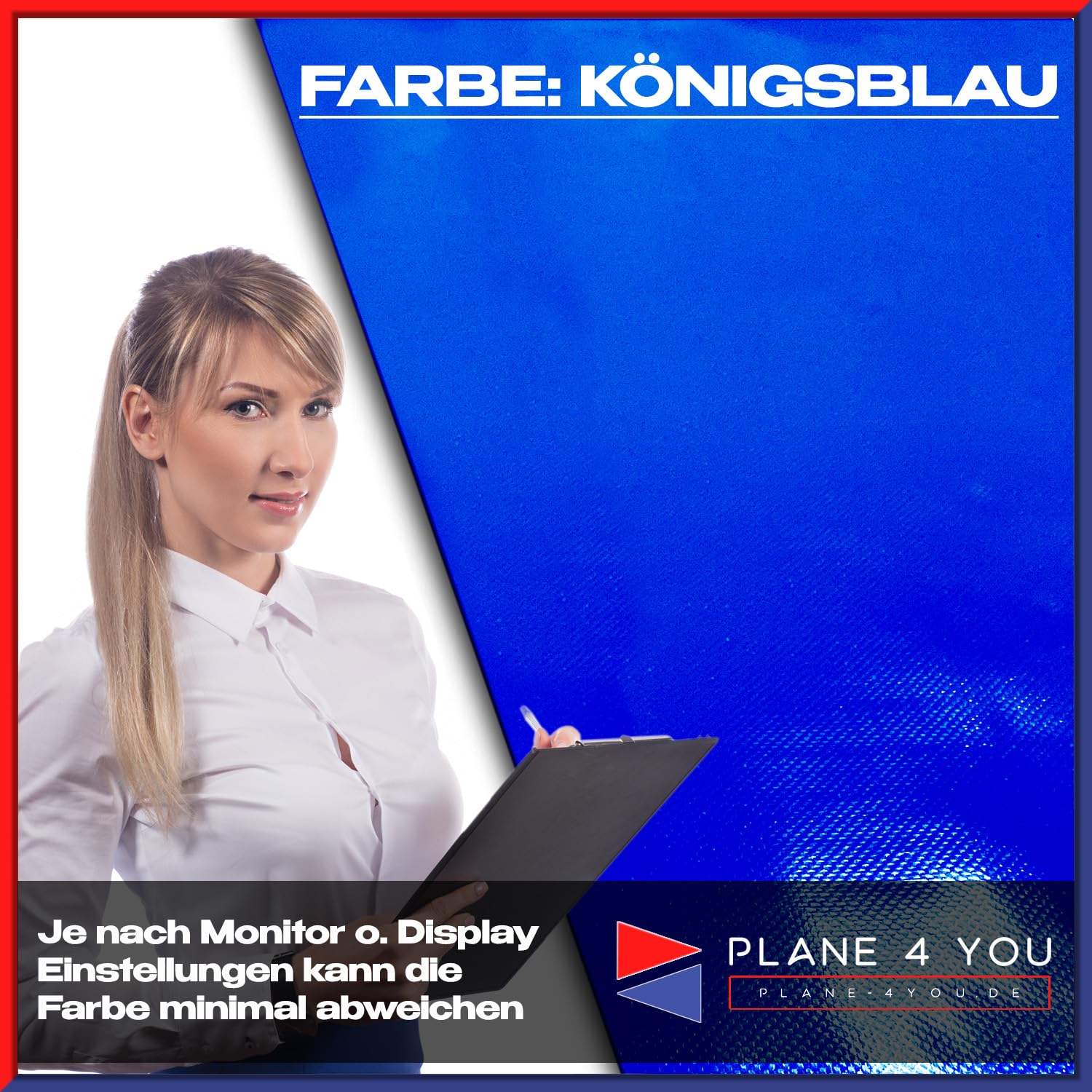 Hochwertige Stema Anhängerplane 207 x 114 x 6 cm - Nach Maß - Königsblau Hochglanz - Flachplane PKW-Anhänger - Wasserdichte Abdeckung Aus PVC Gewebeplane Mit Zubehör