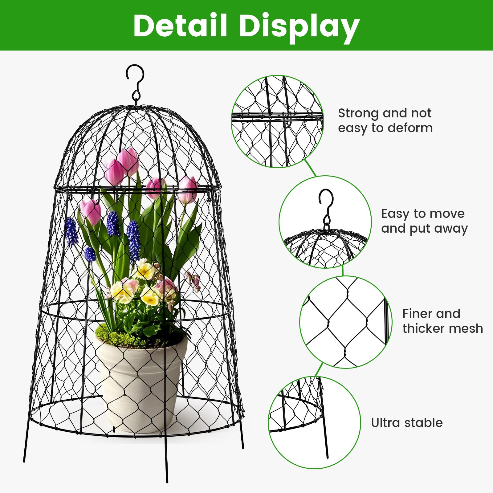 Lot de 12 cloches de jardin pour plantes, 30 x 50 cm de grande taille pour plantes d'extérieur, design fendu et cloche en fil de poulet avec revêtement antirouille, robuste et pas facile à déformer
