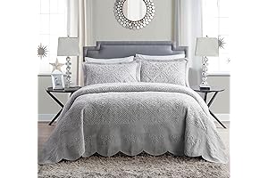 VCNY Home Full Size 3 Piece Embossed Bedspread Set in Westland Grey