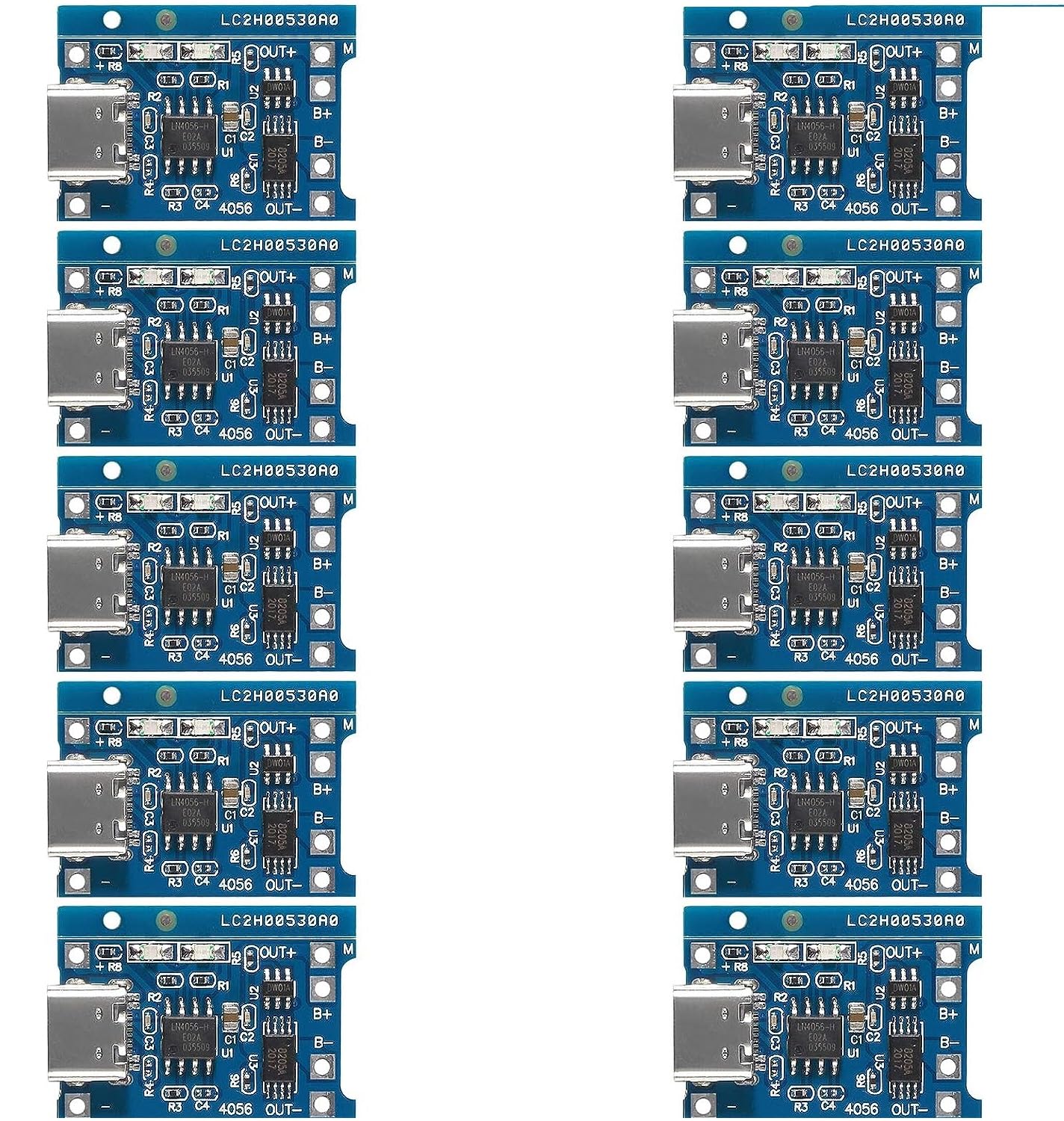 ROBOWAY 10PCS TP4056 1A Li-Ion Lithium Battery Charging Module with Current Protection – Type C - Electronic Component - Type C Charging Module