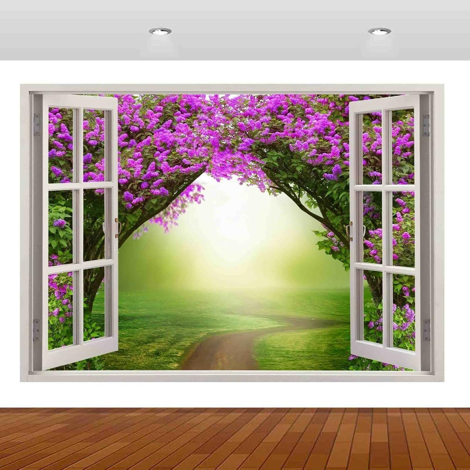 Stickers muraux 3d pour masquer un mur terne, décor fleurs violettes et lilas en vinyle 50x75
