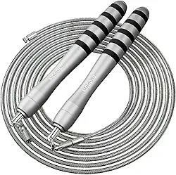 Corda de salto rápido com pesos – Cabos duplos intercambiáveis de 2 mm e 5 mm, sistema de clipe rápido para CrossFit, Double Unders, HIIT - Corda de velocidade ajustável de 3 a 3 metros para