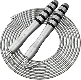 Corda de salto rápido com pesos – Cabos duplos intercambiáveis de 2 mm e 5 mm, sistema de clipe rápido para CrossFit, Double Unders, HIIT - Corda de velocidade ajustável de 3 a 3 metros para