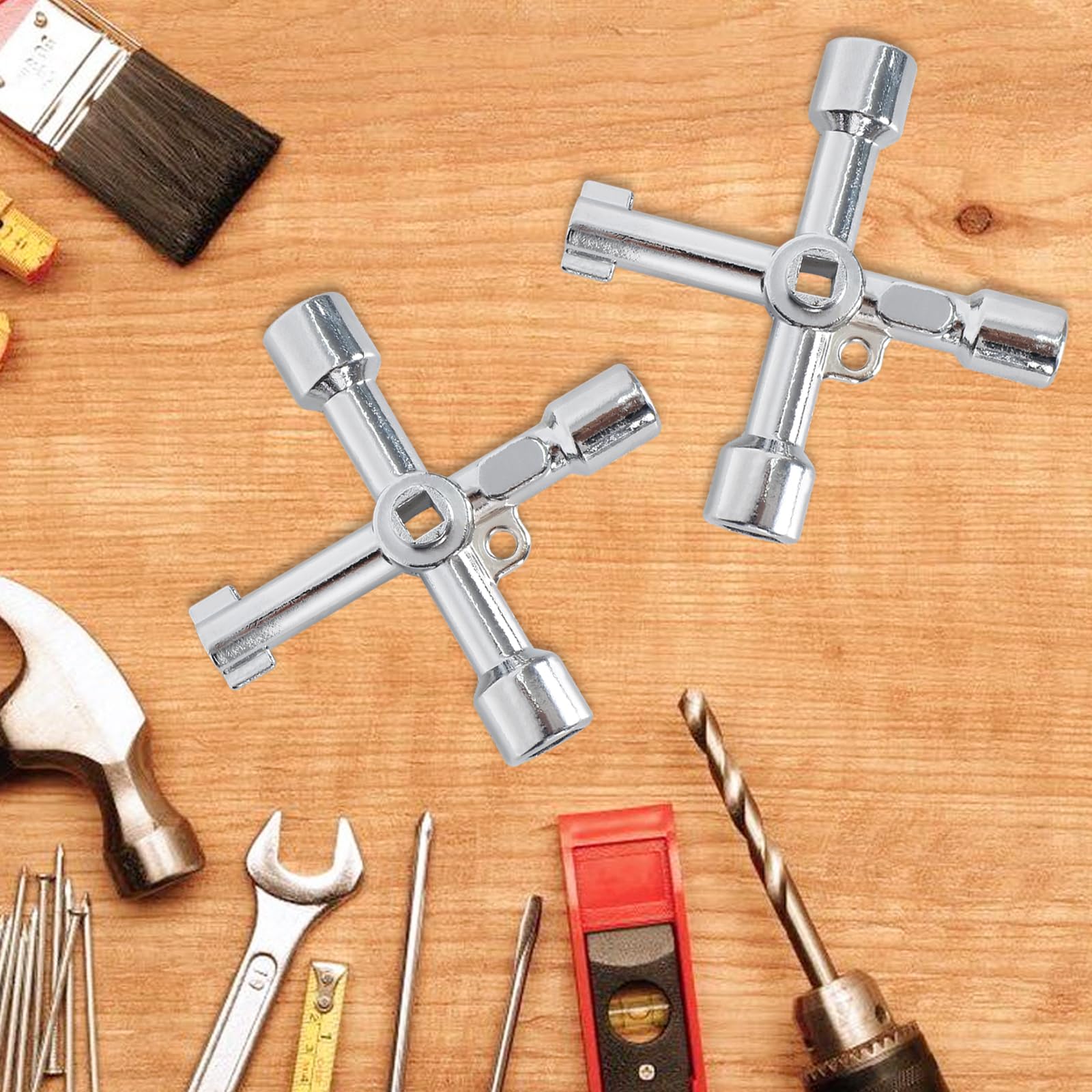 Set Di 2 Chiavi Triangolari Multifunzione - 4 E 5 Vie Per Contatori Acqua, Gas, Elettrici