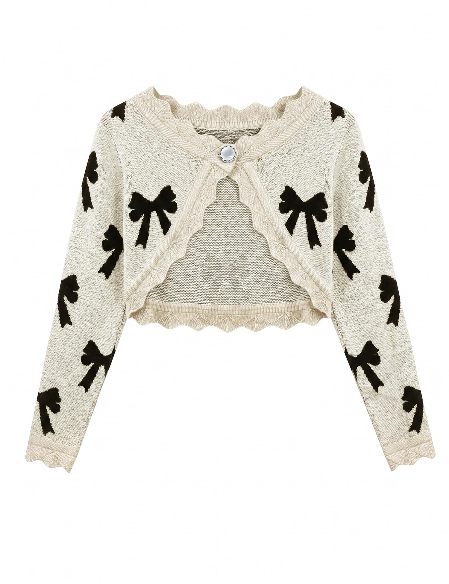 Arshiner Girls Open Front Bolero Shrug Kids Long Sleeve Cropped Elegant Cardigan Knit Sweater