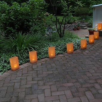 LumaBase Plastic Luminaria Lanterns, Tan - Set of 100