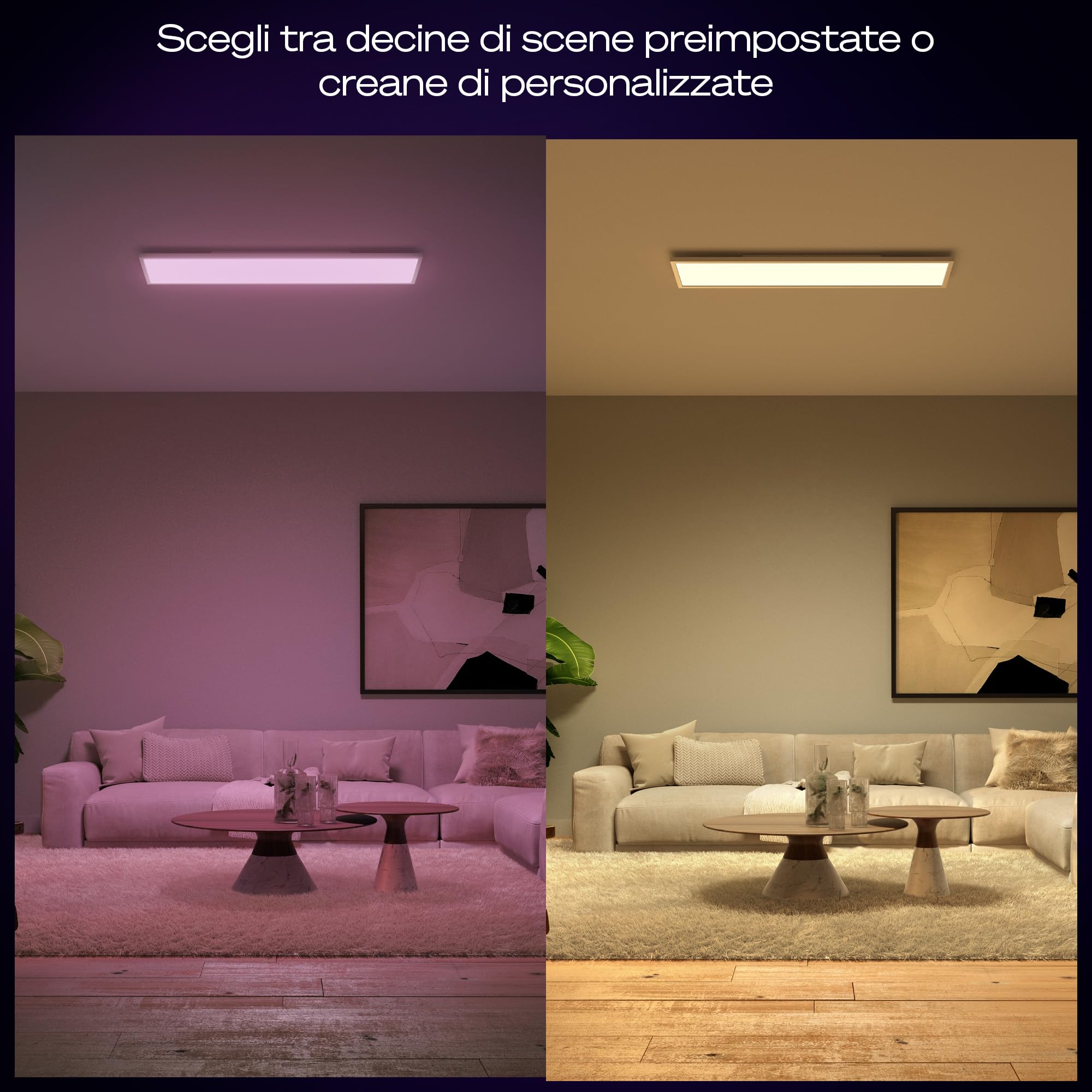 Philips Hue White&ColorAmbiance Surimu, Plafoniera LED Smart, Bluetooh, Controllo Vocale 60 W, Base Rettangolare, 16 Milioni di Colori