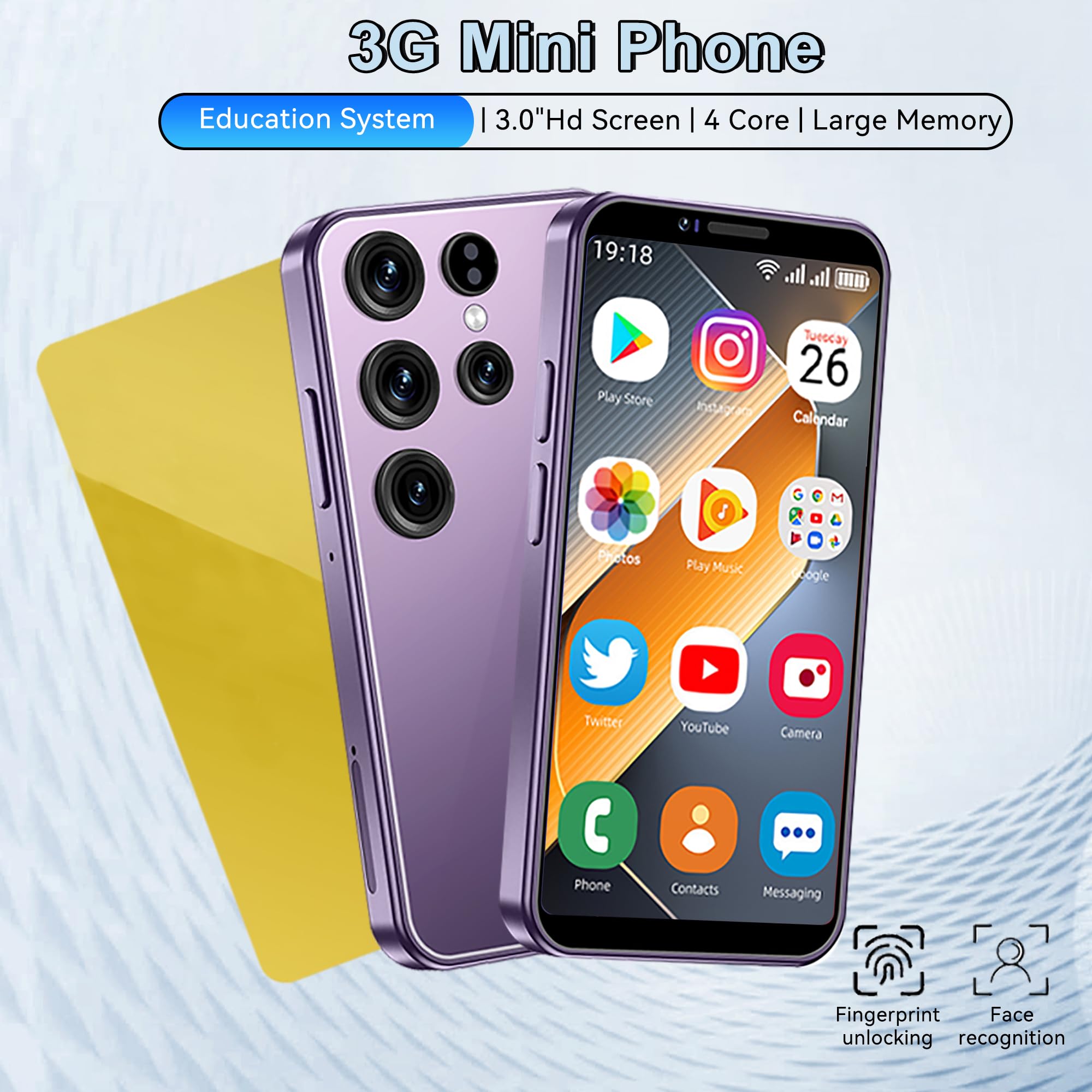 3G Mini Smartphone, Mini Telefono, Smartphone Smartphone Mini, 3.0" HD Screen Mini Phone, 3+64GB Smartphone Piccolo con Divertente Educativa APP Giochi Apprendimento Dipingere Cartoni Animati(Argento)