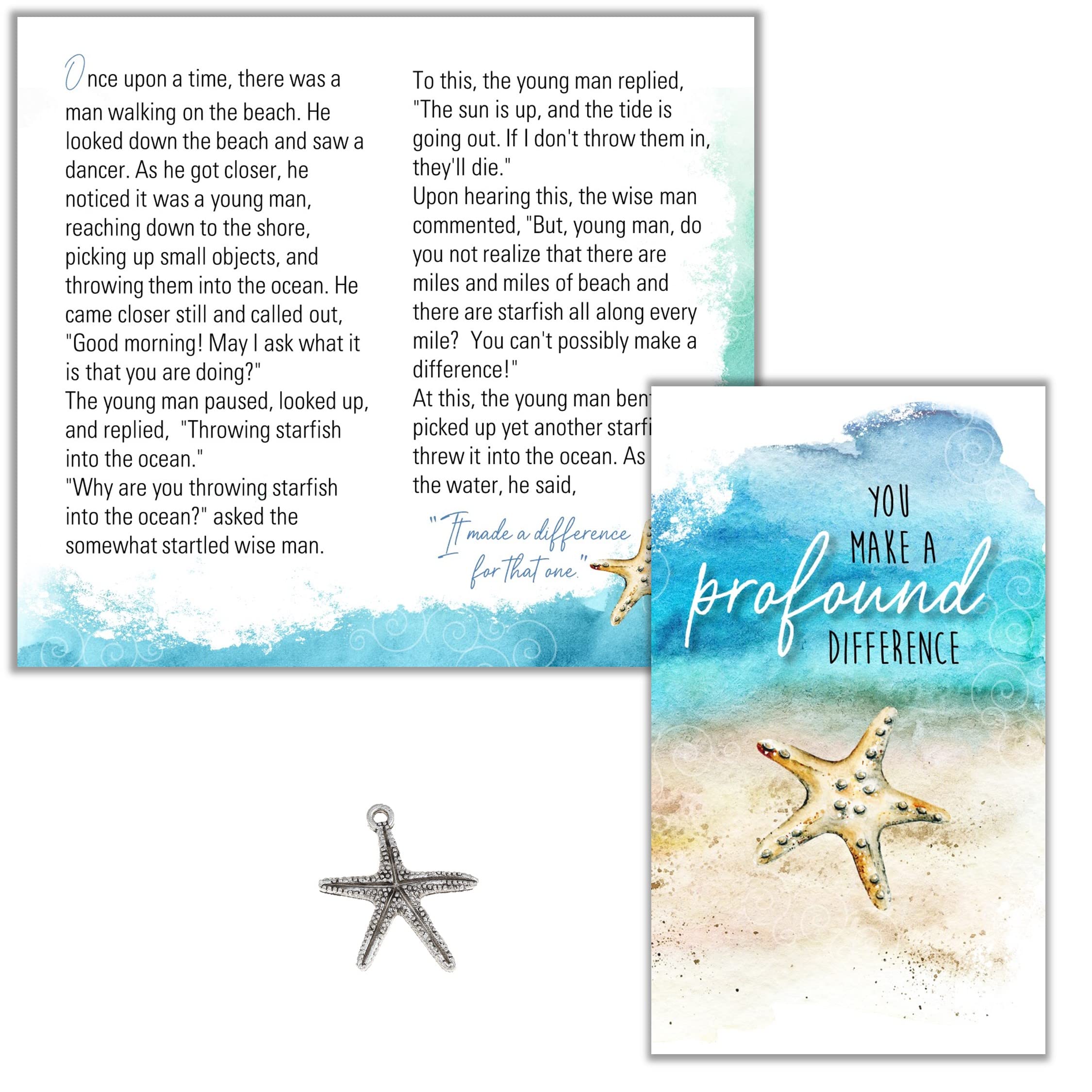 Smiling Wisdom Zestawy upominkowe w dużych opakowaniach po 50 sztuk – mini kartki z uznaniem dla pracowników i wolontariuszy firmy Starfish Story i srebrna pamiątka – stanowią duży wybór
