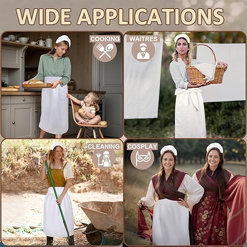 Miniatura 5 de Maid's Waist Apron White, Halloween Cosplay Outfit Half Dress Costumes for Party Attire