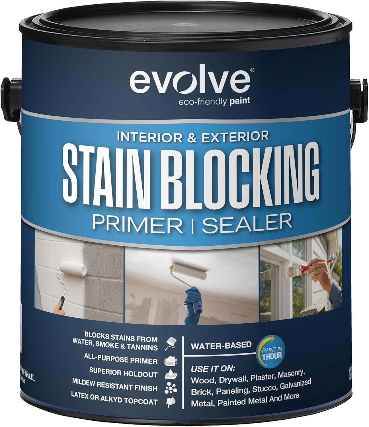 Evolve Stain Blocking Primer & Sealer, 5 Gallon – Interior & Exterior, Multi-Surface, High-Performance Stain & Odor Blocker, Excellent Adhesion, Low VOC, Fast Drying