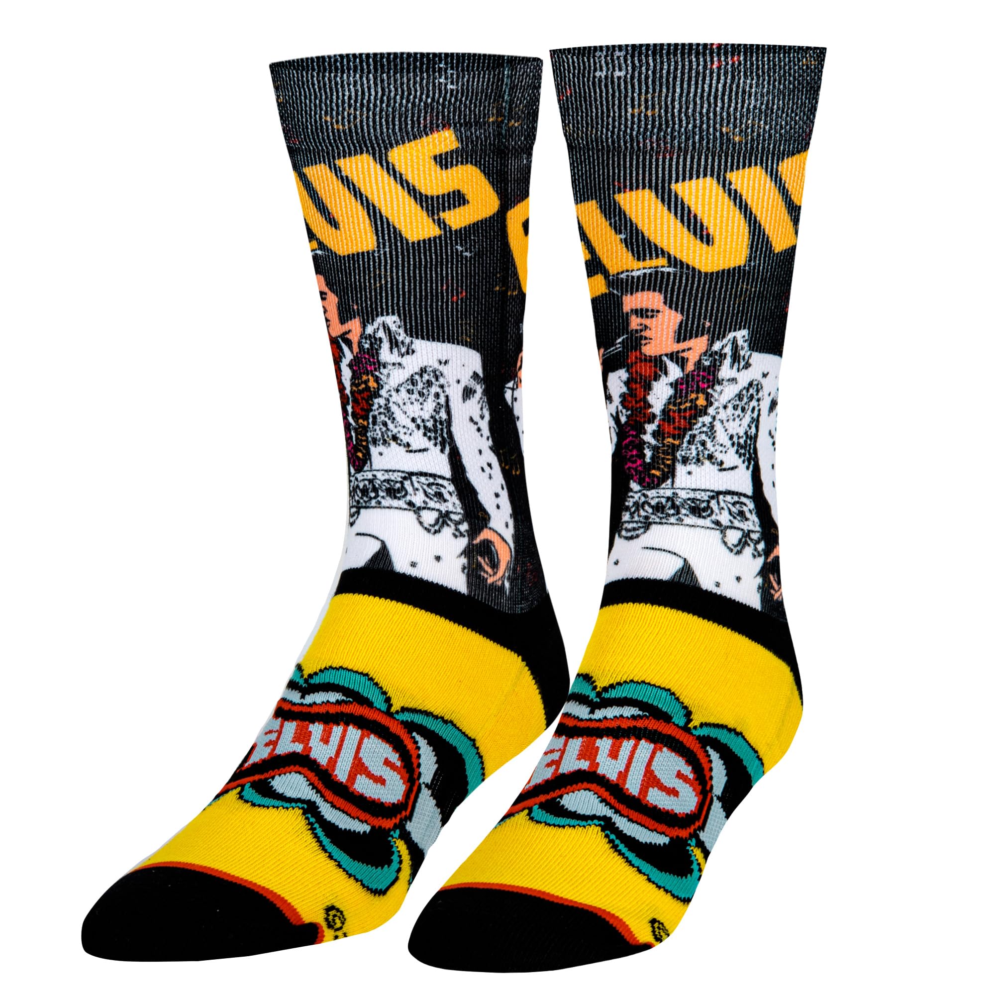 Odd Sox, Elvis Presley, The King of Rock N Roll Men's Socks, Fun Collector Gifts, Elvis Rock N Roll, Large