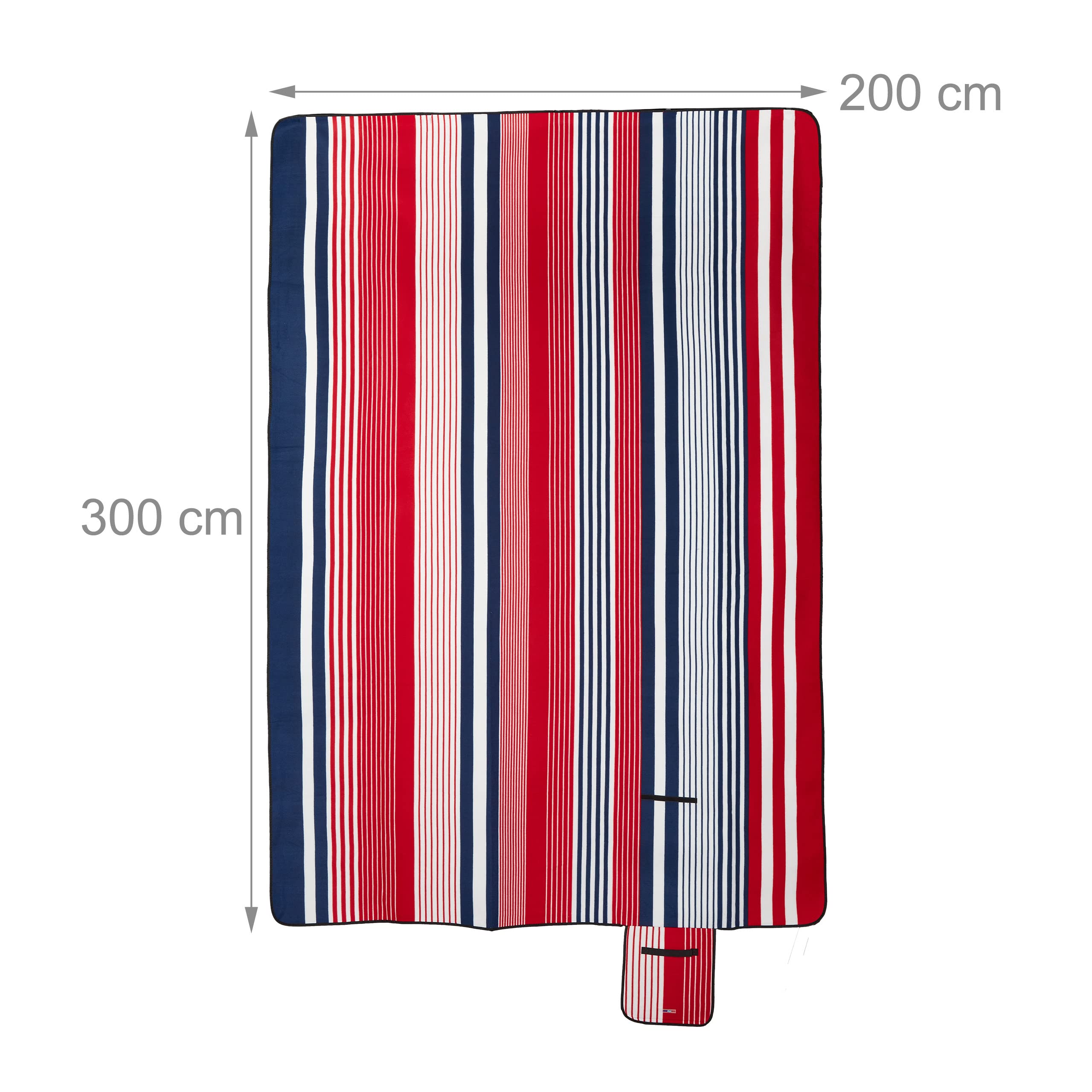 Coperta Da Picnic XXL Relaxdays - 200x300 Cm, Impermeabile, Isolante, Con Manico, Strisce Colorate - Foto 6