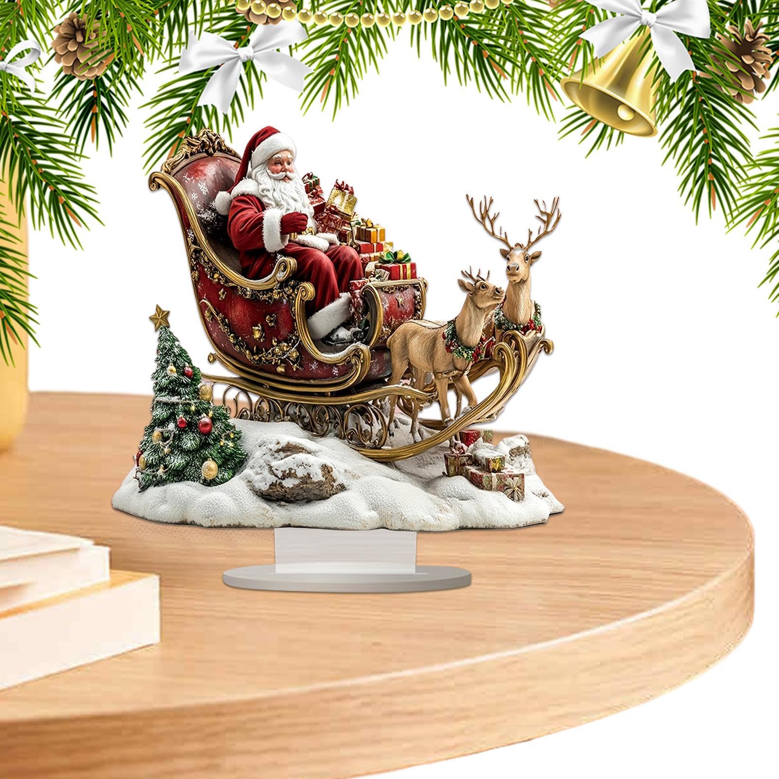 Centre de table de Noël 2D avec support stable pour décorer les bureaux étroits