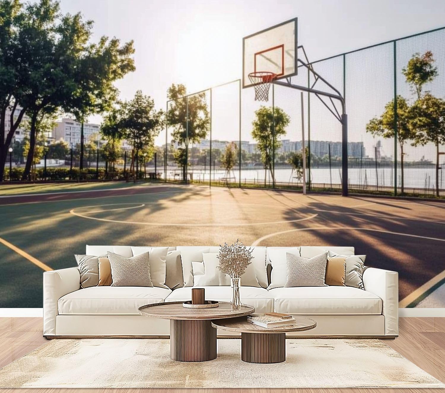 Wall Mural Peel & Stick Basketball Outdoor Self-Adhesive Wallpaper Removable Wall Decal Wall Sticker Home Decor for Living Room Bedroom 100"x144"