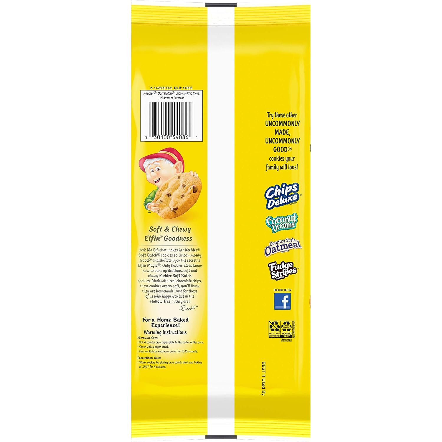Keebler Soft Batch Cookies, Chocolate Chip, 15 oz Tray