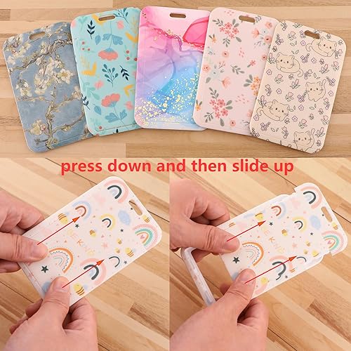 Miniatura 5 de Cordón con soporte para tarjeta de identificación genial de Van Gogh para llaves, llavero estético con flores para mujeres y niñas para tarjetas de