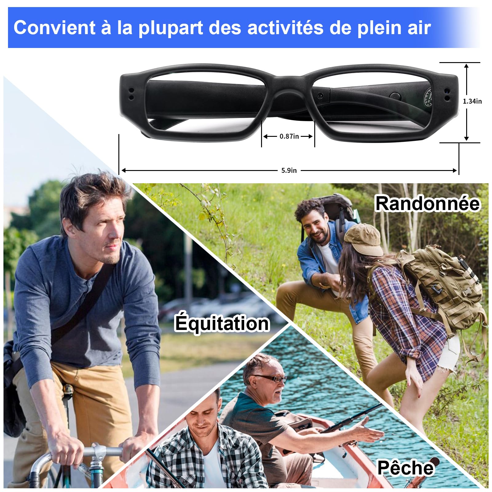 Caméra Espion Cachée 16G, Caméra Cachée dans des Lunettes