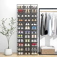 Vista 4 de Cajas de zapatos de plástico transparente apilable organizador de zapatos para armario almacenamiento de zapatos plegables que ahorra espacio