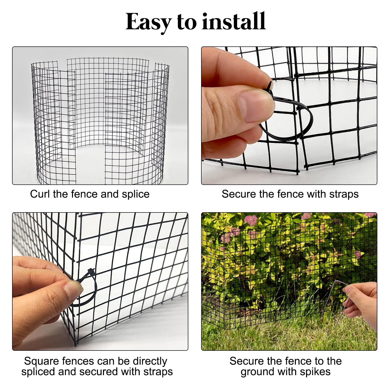 Lot de 6 grandes cloches de protection pour plantes en fil métallique de 45,7 x 30,5 cm contre les animaux, 18 pièces en métal avec piquets de sol et attache en nylon pour garder les animaux à