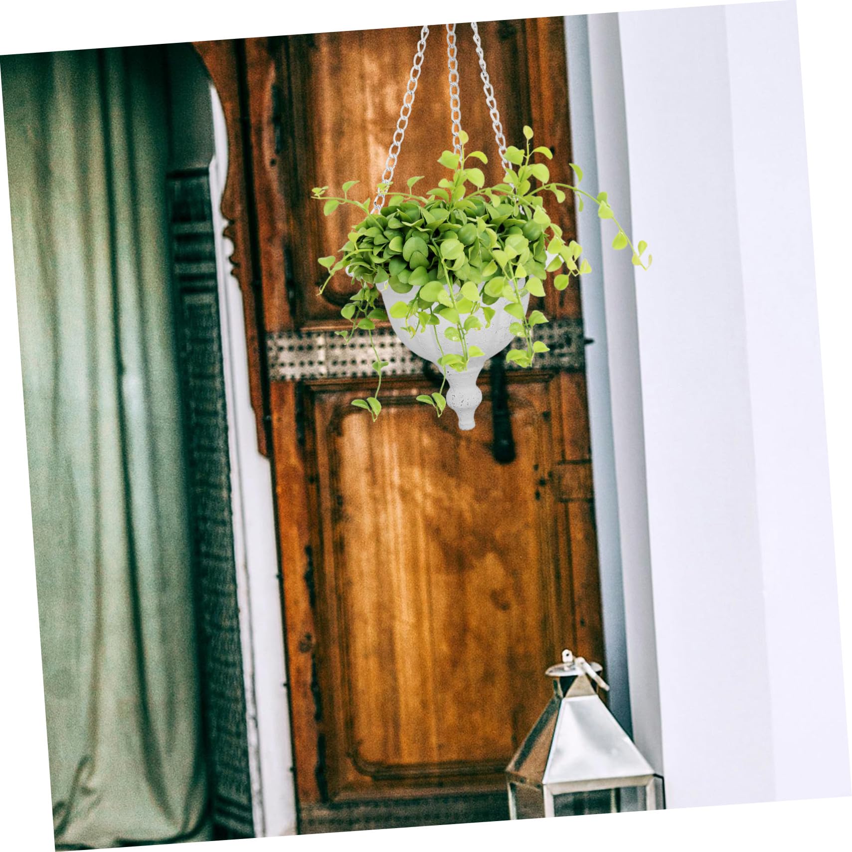 Milisten Wiszący uchwyt roślin rustykalny metalowy garnek Żelazna sadzarka z wiszącym haczykiem biały metalowy garnek na ścianie Wiszący kosz na balkon garnki roślinne do ściany White