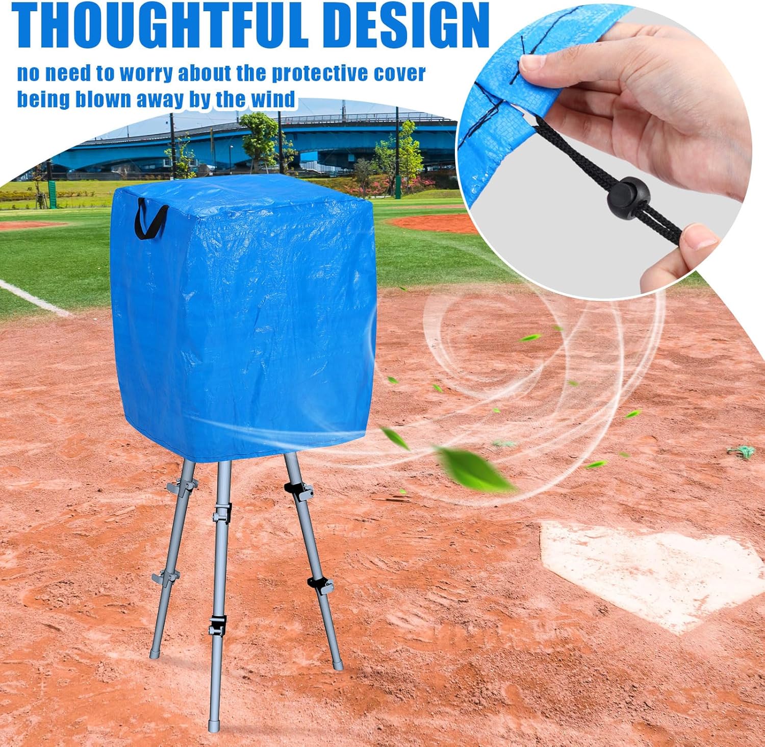 Pitching Machines Cover for Most Softball/Baseball Pitching Machine, Provide All-Weather Protection. (23.6" L X 23.6" W X 31.5" H) - Image 3