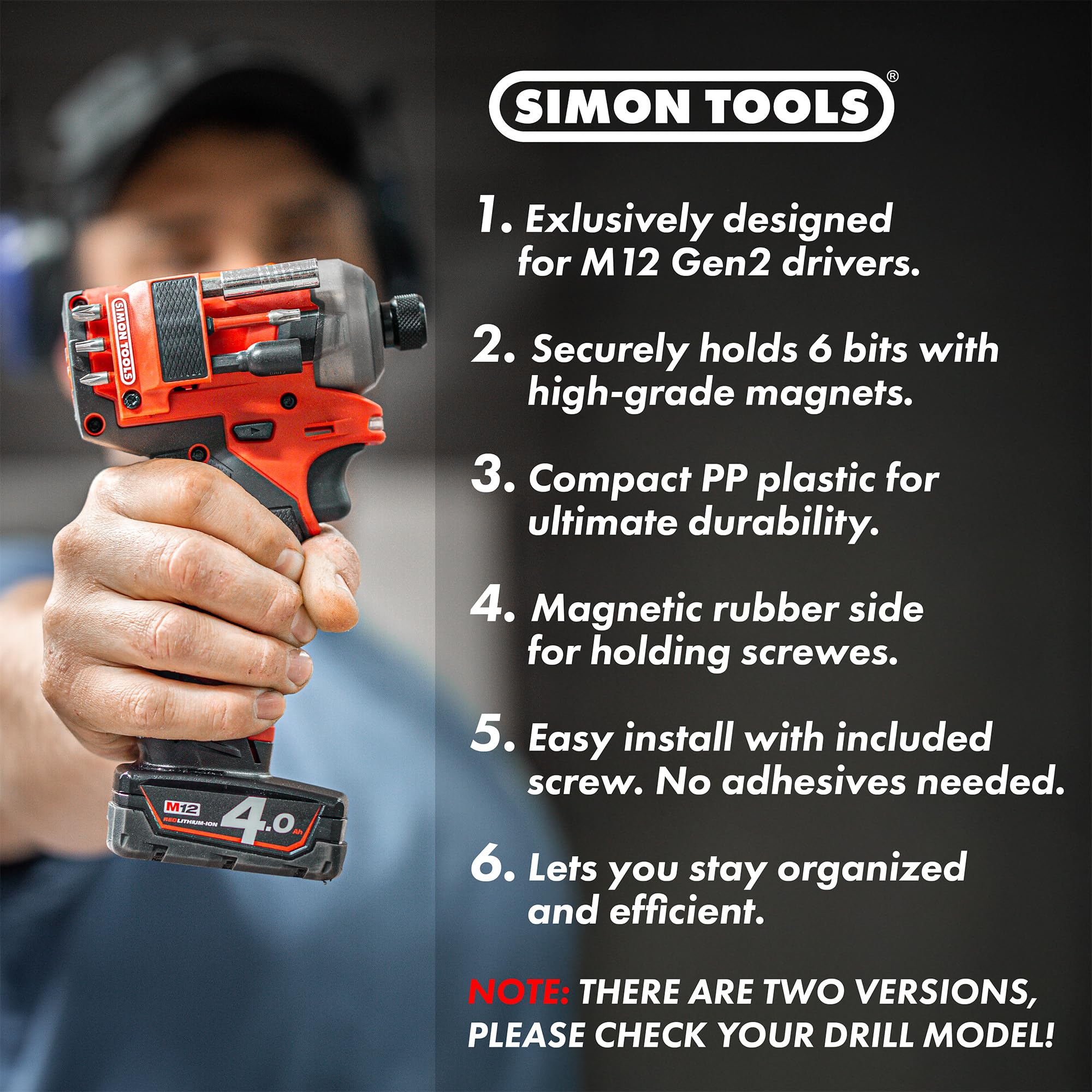 Simon Tools Soporte magnético para brocas Milwaukee M12 Gen 2 y taladro - Soporte de brocas Milwaukee para M12