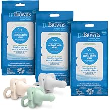Dr. Browns Bottle Wipes 40 Count 3 Pack, HappyPaci Silicone Pacifier 0-6m 3 Count 3 Pack