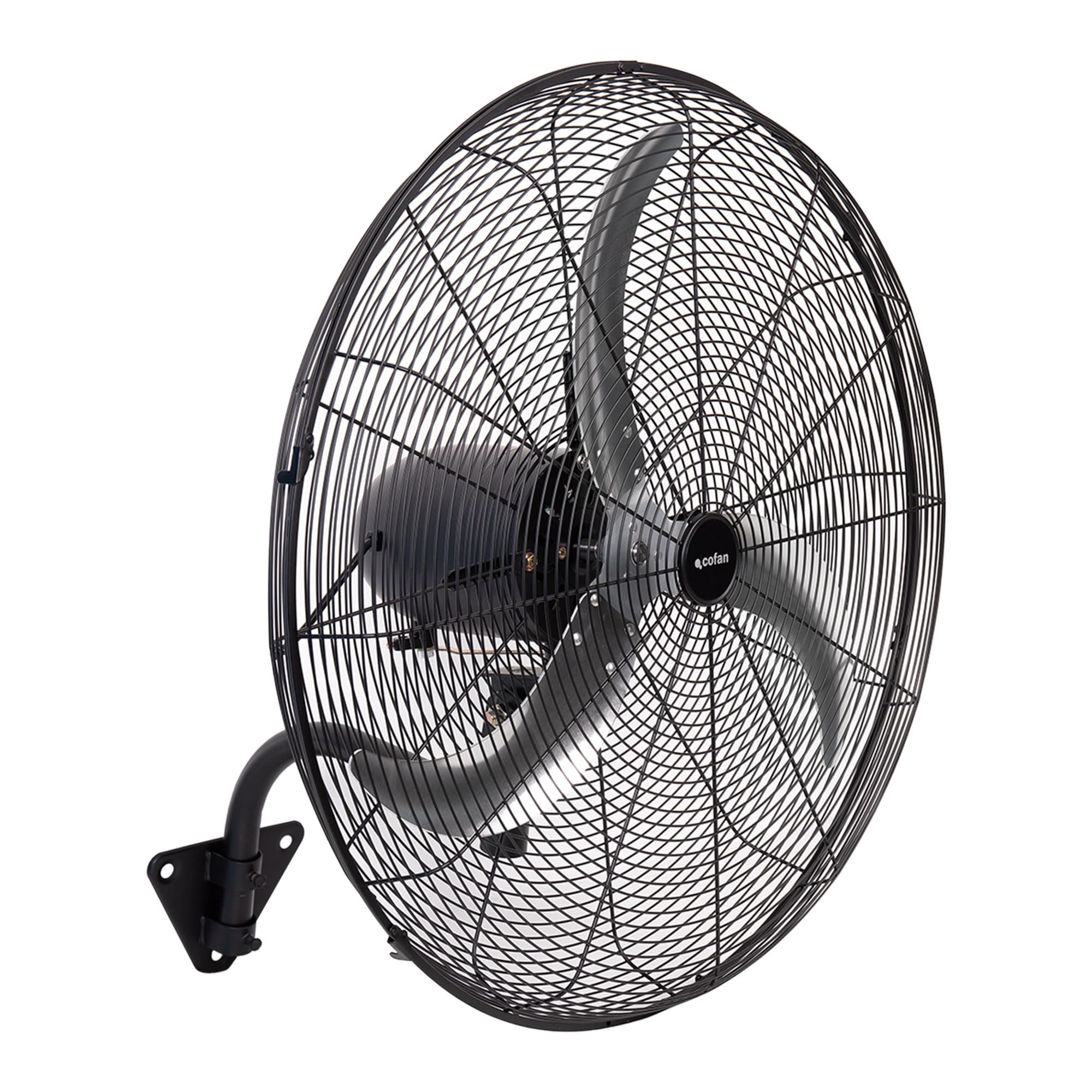 Cofan Ventilador de Pared Industrial con 3 Velocidades Ø75 cm, Motor Potente 240 W, Oscilante, 3 Aspas de Aluminio de Alto Rendimiento, Color Negro