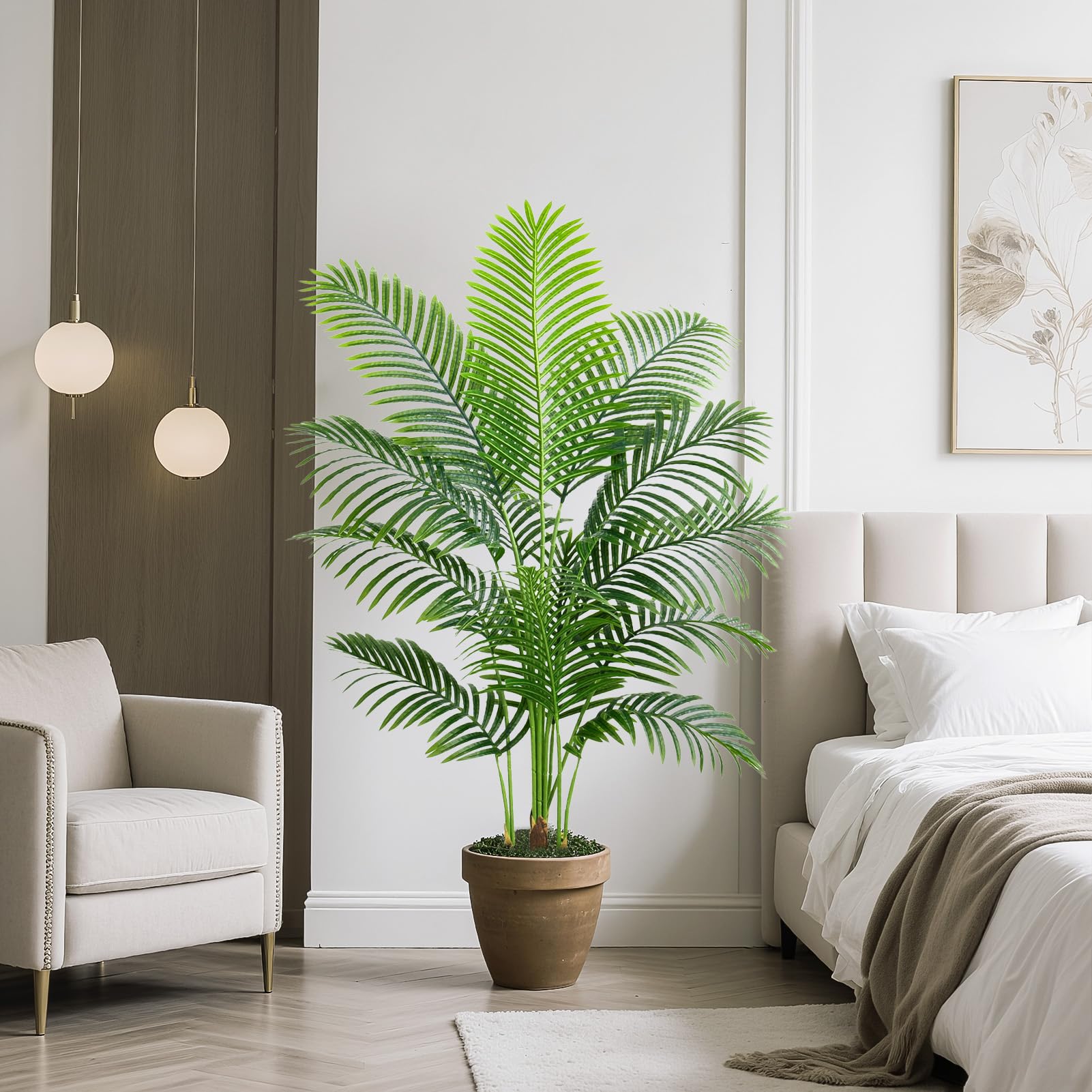 Palmier Artificiel Arnusa en Pot 120cm, Plante Artificielle Areca Interieur, Arbre Artificiel Décorative pour Salon Balcon Chambre Bureau (Pot Noir, 120cm)
