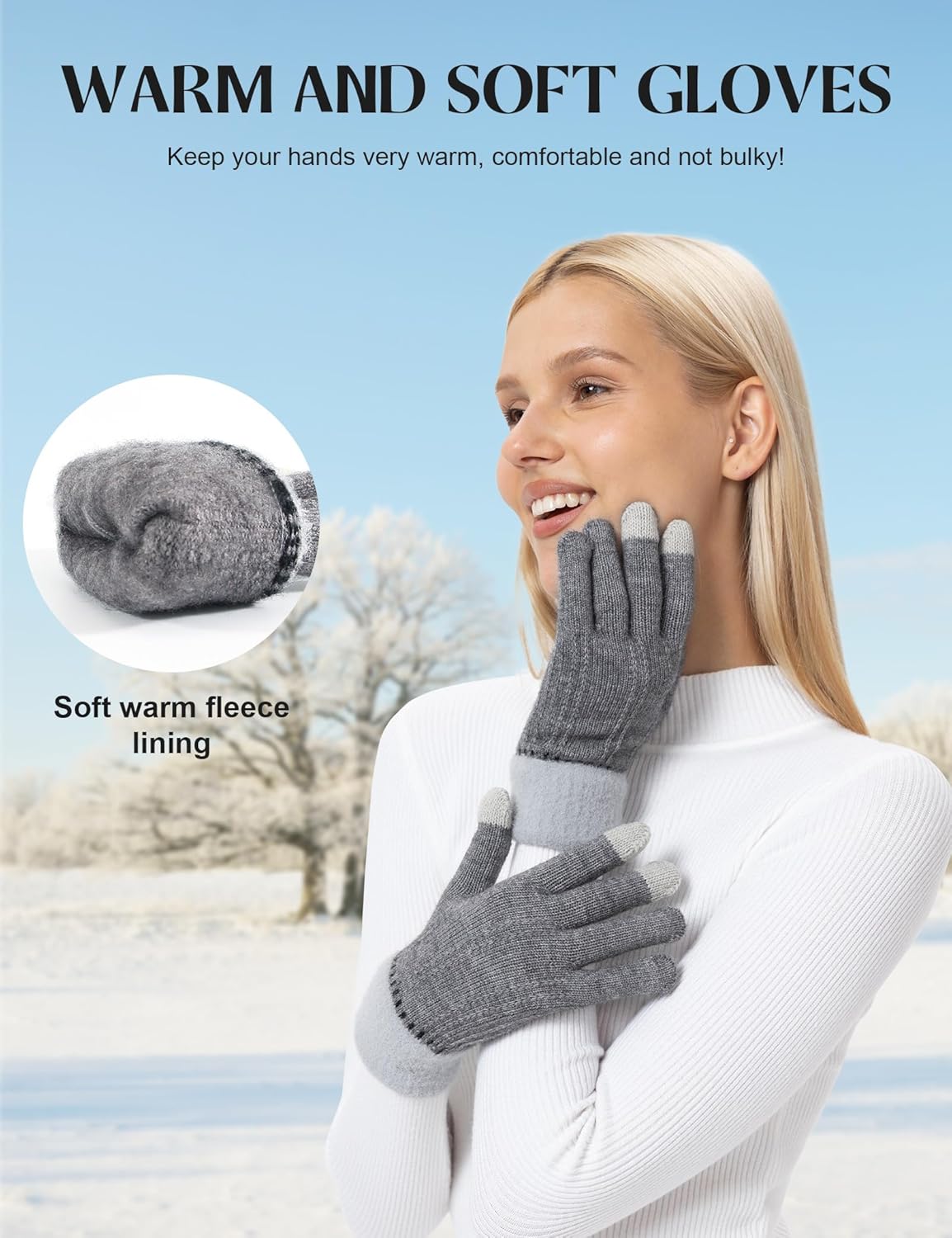 ORVINNER Winter Gloves for Women, 4 Pairs Womens Touch Screen Warm Lining Stretchy Thermal Knitted Gloves for Cold Weather - Image 2