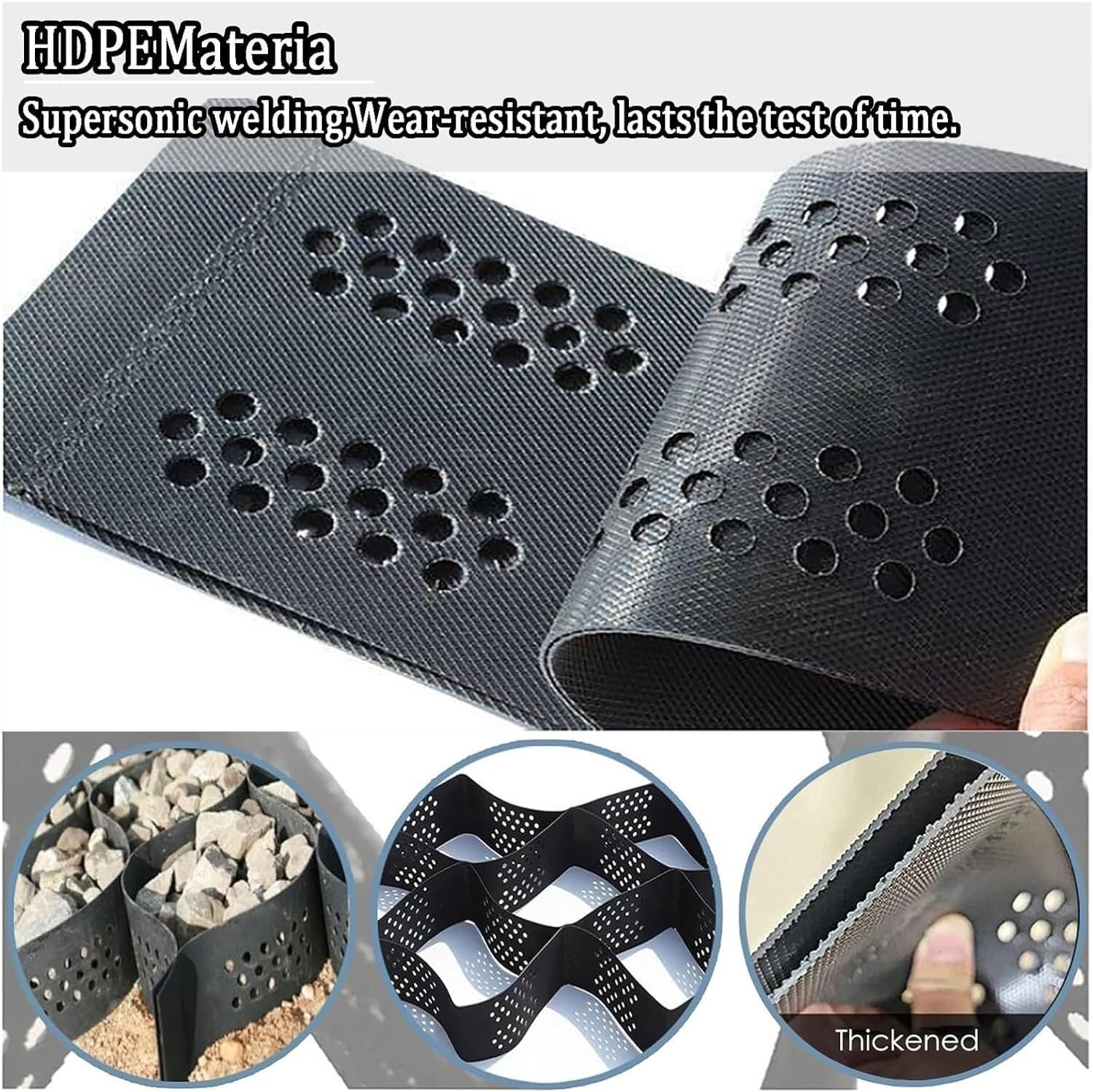 Rejillas de entrada permeables para control de barro, pavimentadoras de grava de 4 x 9 m / 13x30ft para un mejor drenaje y soporte al suelo, ideal para patios y muros de contención