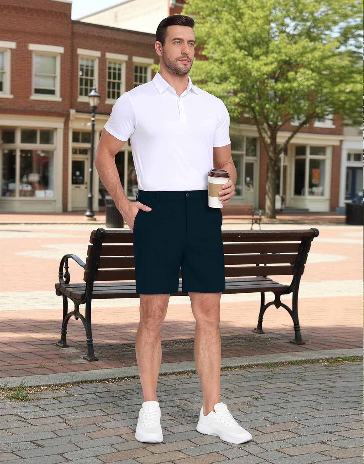Men's Lightweight Golf Shorts 7" Stretch Quick Dry Casual Work Dress Shorts with 4 Pockets