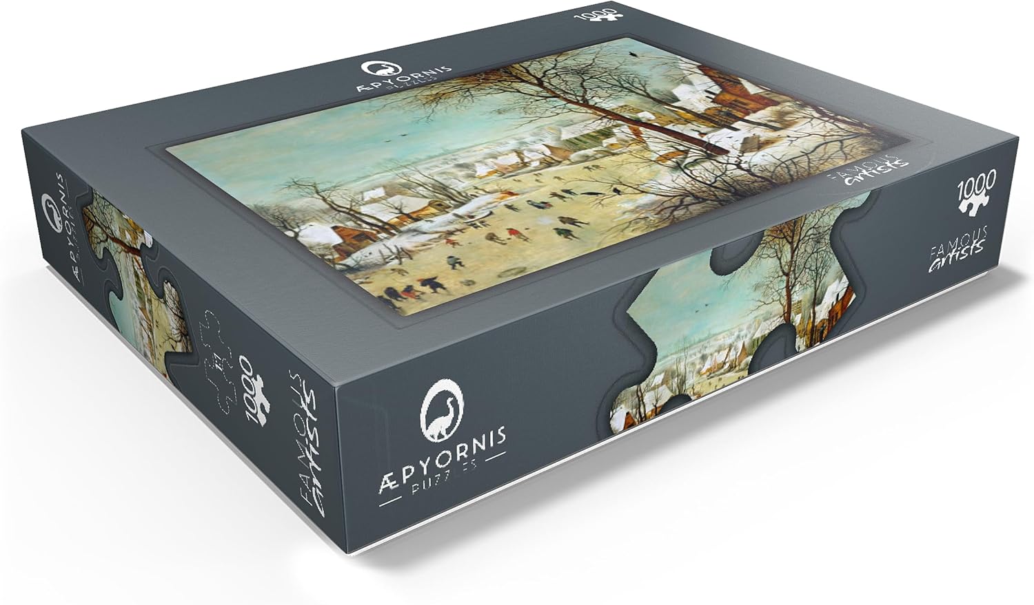 MyPuzzle Winter Landscape with Skaters - 1565 By Pieter Bruegel The Elder - Premium 1000 Piece Jigsaw Puzzle for Adults