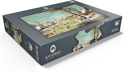 Miniatura 3 de MyPuzzle 1565 - Paisaje invernal con patinadores - Rompecabezas prémium de 1000 piezas para adultos