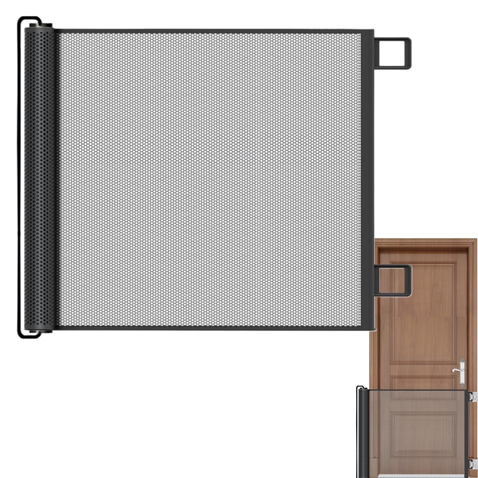 Puerta de seguridad infantil para puertas, puerta de perro de seguridad de malla para escaleras, malla para niños sin perforación, fácil de instalar puerta flexible para mascotas para cocinas y