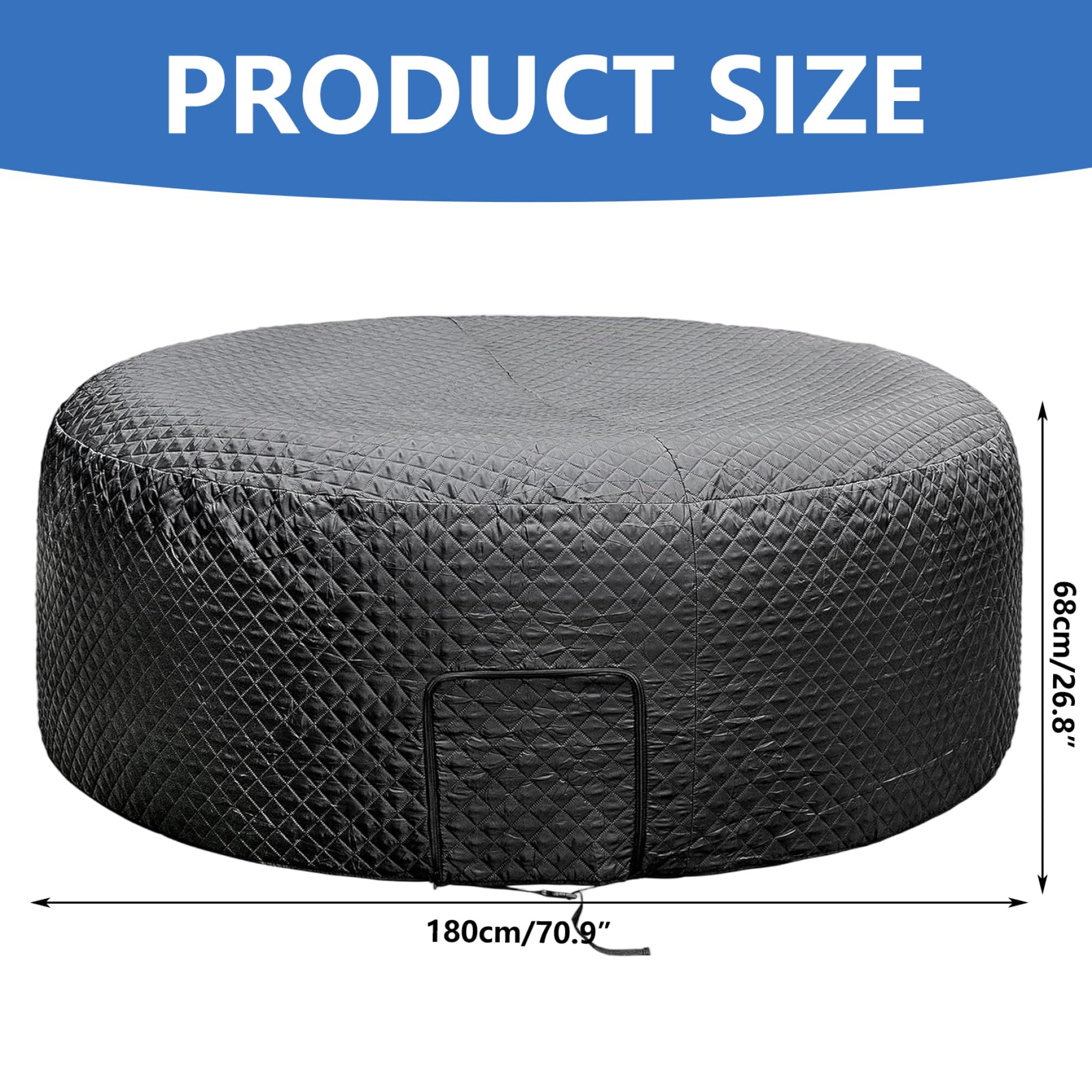 Couverture de Spa 71x27 Pouces, Couverture de Spa isolée Ronde, Protection Contre la poussière et Le Soleil, couvertures imperméables Remplacement pour l'extérieur