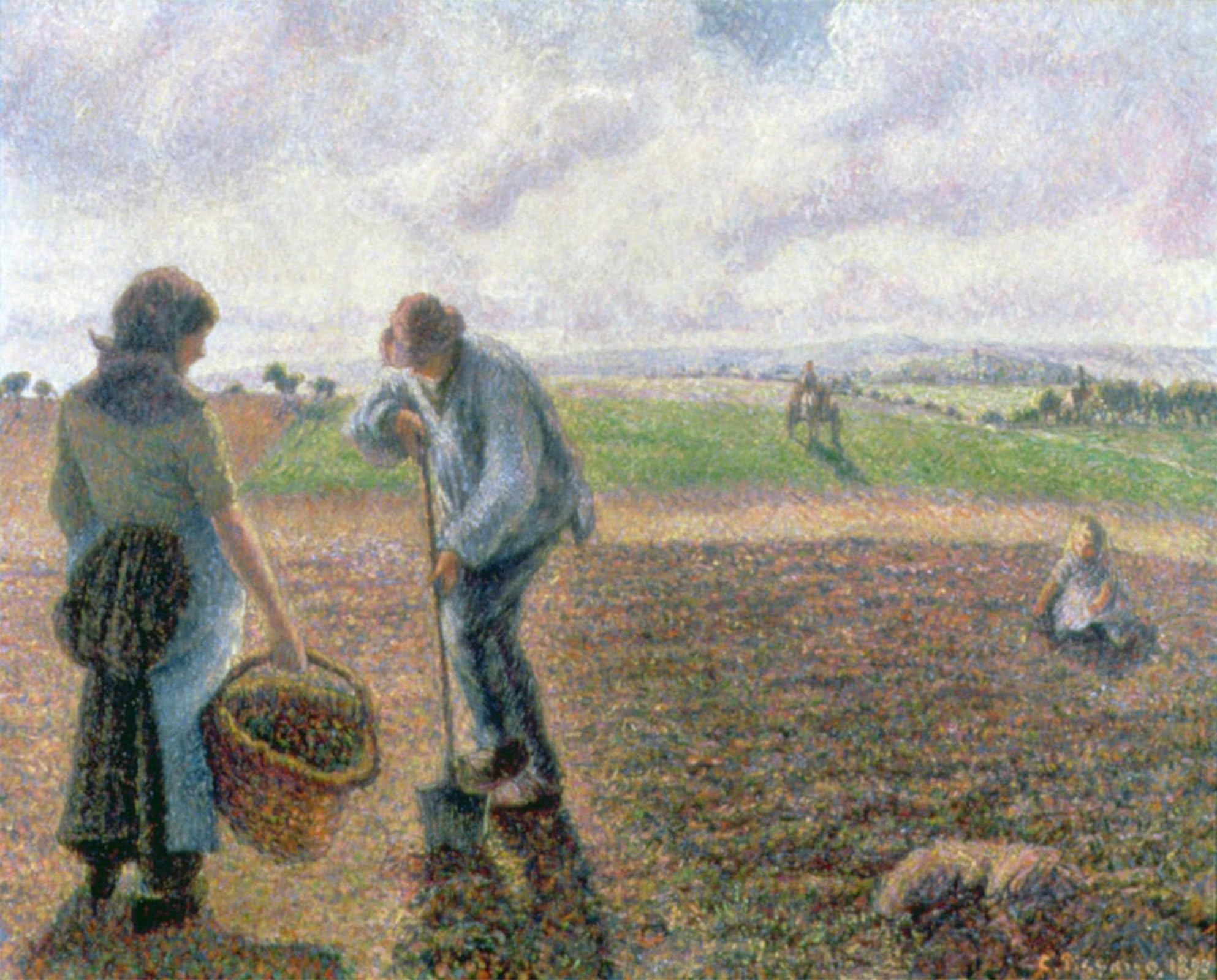 ARTXLXXBN Famous Print Painting Colorful Art Print Peasants in the Field Eragny by Camille Jacob Pissarro Canvas Art Decorations for Home Decor 60x90cm
