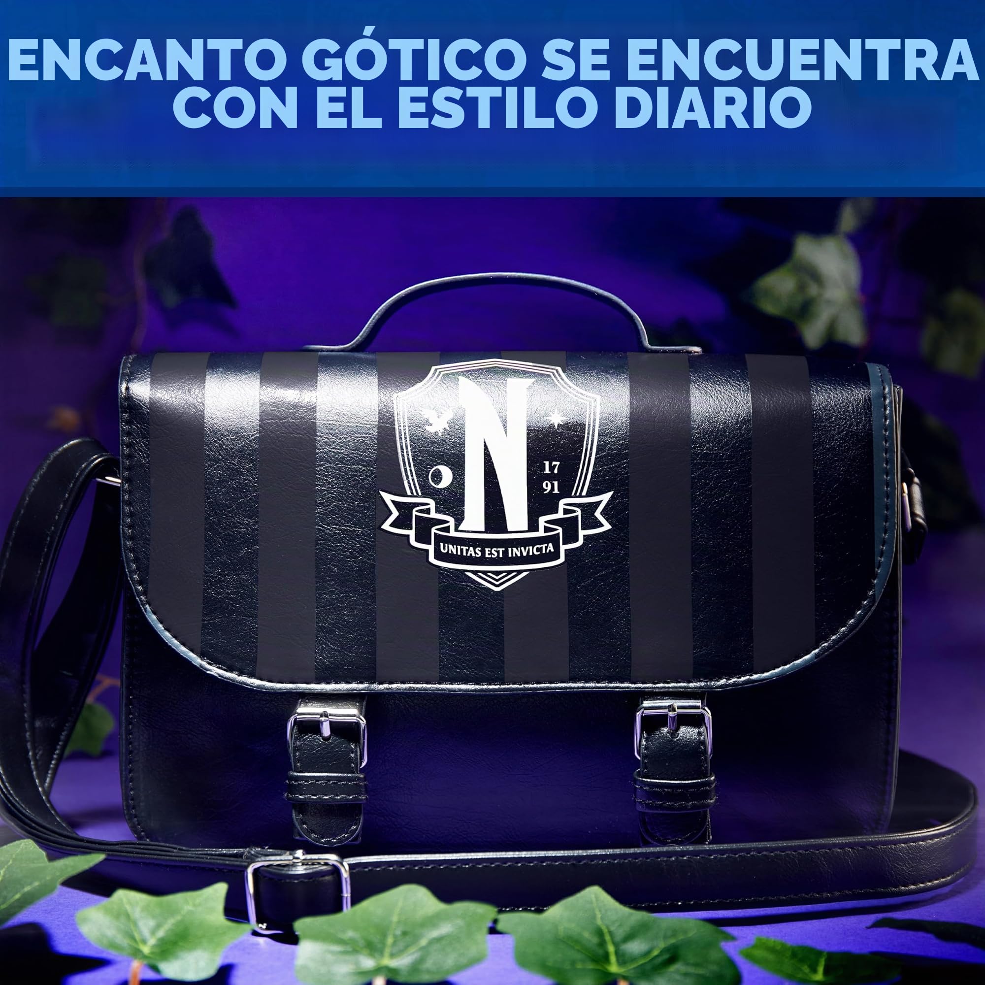 Wednesday Bolso Bandolera Niña Adolescente Chica, Bolsa con Correa Ajustable, Accesorios Góticos, Regalo Original Niñas Fans