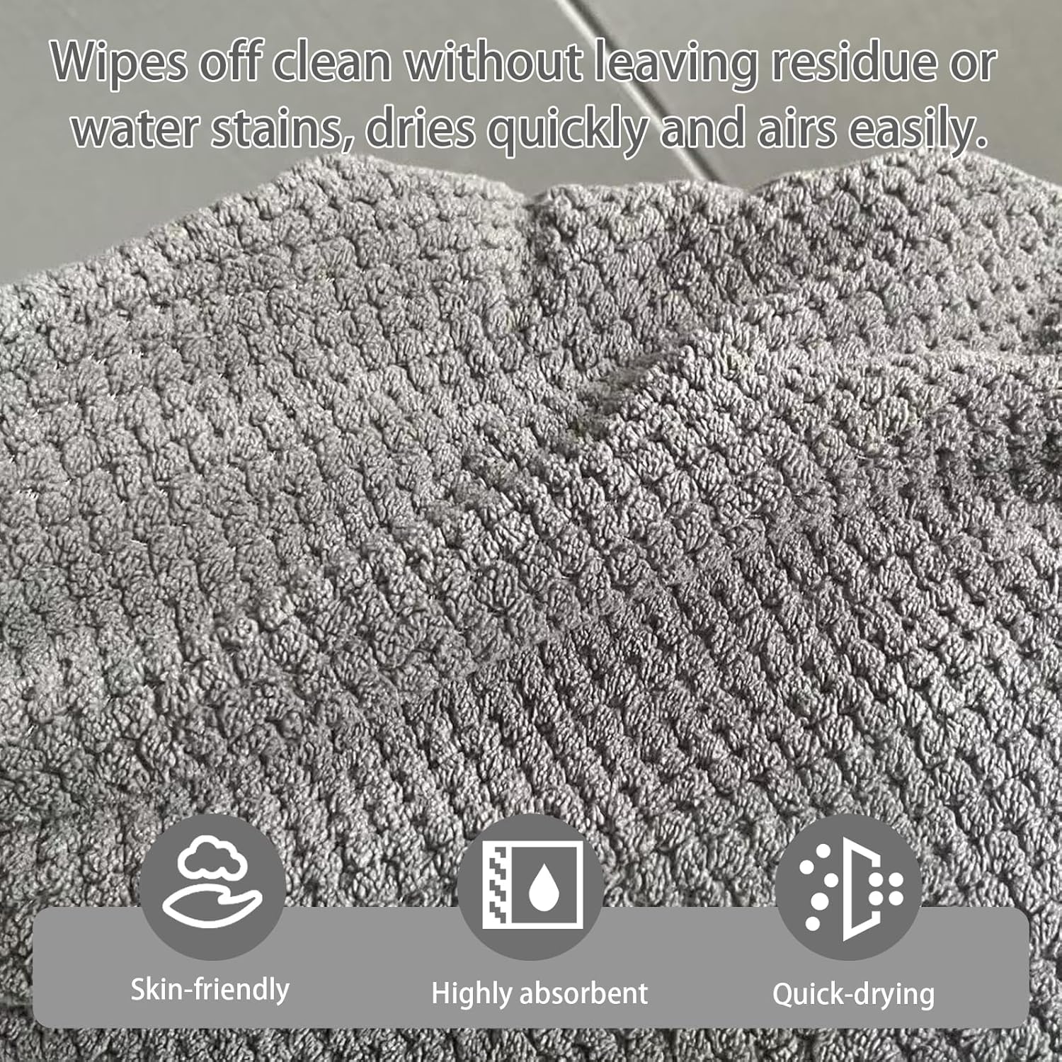 6-Piece Microfiber Bath Towels Set - 2 Hand Towels, 2 Bath Turbans, 2 Bath Towels ,Super Absorbent, Quick Dry, No Fading and No Lint, Luxury Towel Set for Bathroom, Spa, Gym, Travel - Grey