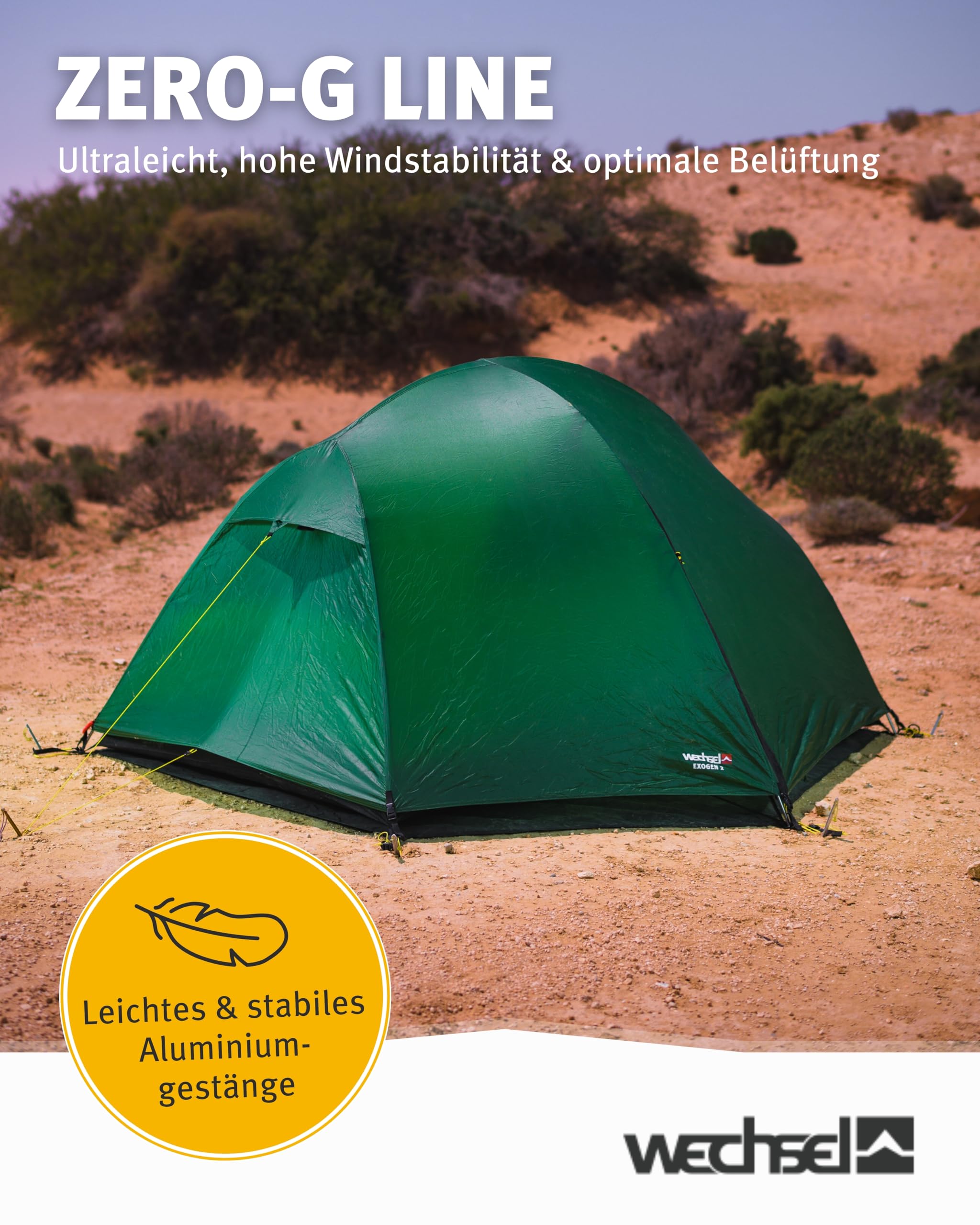 Wechsel Trekkingzelt Exogen 1/2 I Leichtgewichtszelt für 1 Person / 2 Personen I Ultraleicht-Zelt I kompakt, schnell aufbaubar & transportabel I Outdoor-Zelt für Camping, Wandern & Bike Packing