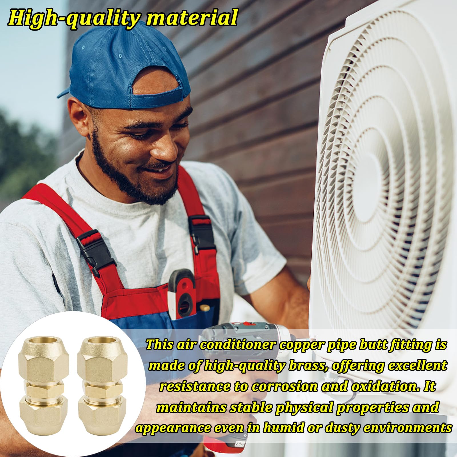 Begpoee Klima-Doppelnippel 3/8 Zoll - Messing Verbinder Für Kupferrohre