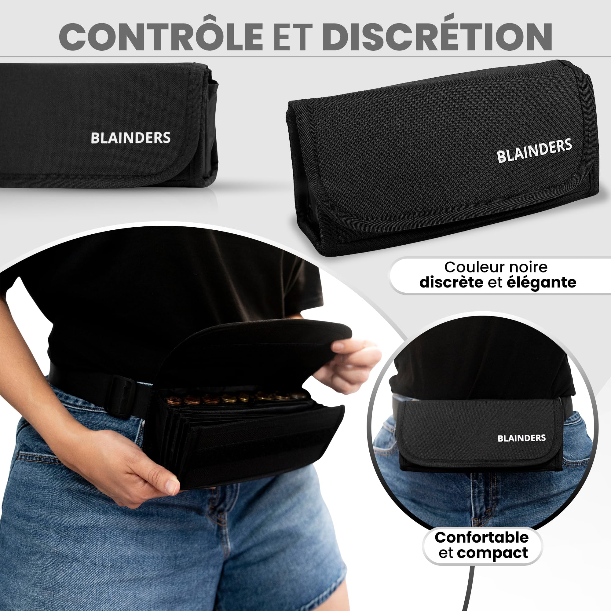 Sacoche avec Caisse a Monnaie Euro et Billets, Monnayeur Serveur avec Ceinture Réglable, Sacoche Serveur Restauration et Taxi.