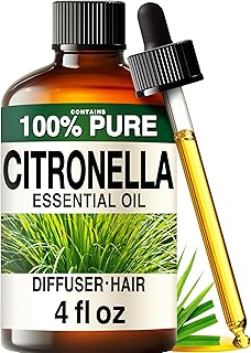 100% Pure Citronella Oil - 4 Fl Oz Citronella Essential Oil for Hair, Skin, Diffuser, Aromatherapy & DIY Soap Making Scent