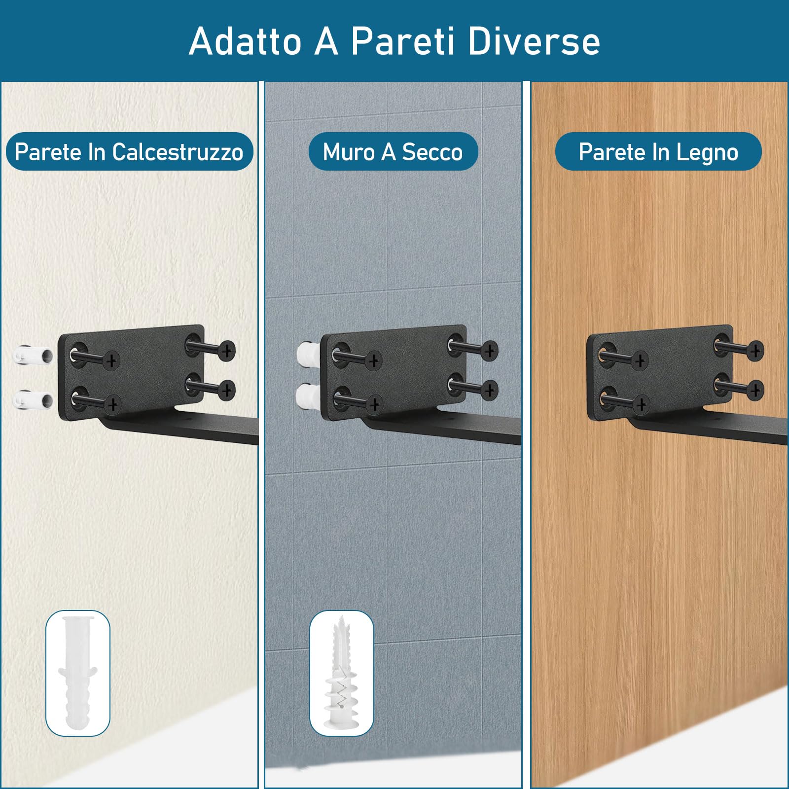 4 Pezzi Staffe per Mensole Pesanti, Staffa Angolare Nascoste Galleggianti, Supporto da Appendere Alla Parete, Staffa a L con Viti per Scaffali (Nero, 30cm)